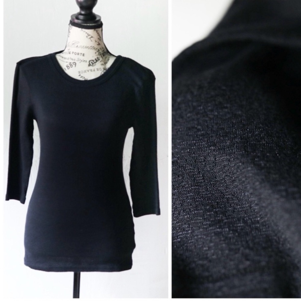 Michael Stars for Anthropologie Black 3/4 length sleeve shirt with shimmer XS/S